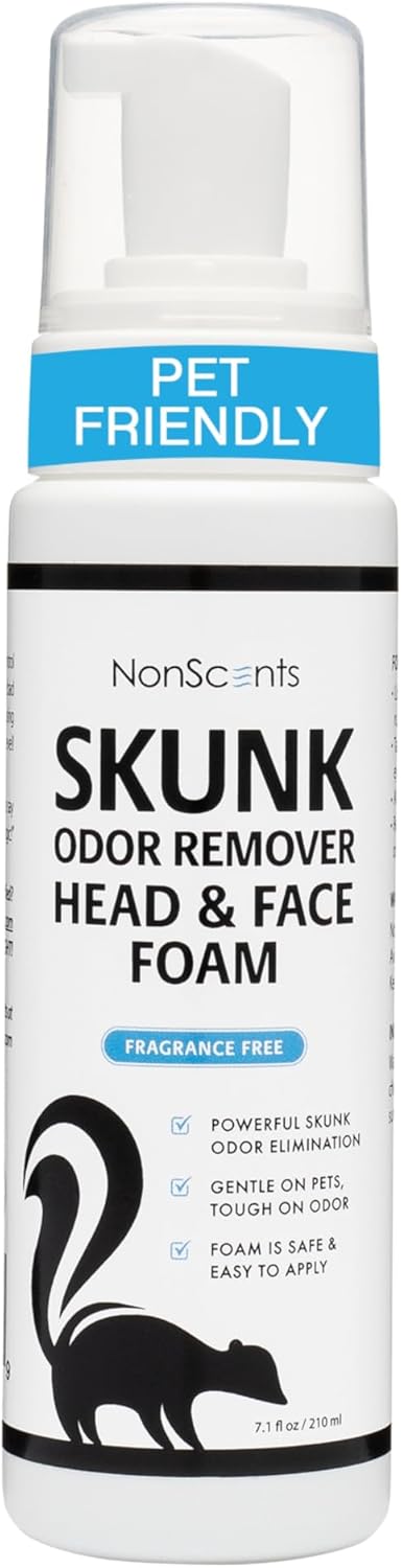 NonScents Skunk Odor Remover Head & Face Foam, Ready-to-Use for Pets, Carpets, Clothing, Fragrance Free