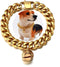 18K Gold Cat Dog Collar, 0.6inch 15mm Wide Stainless Steel Kitten Choker with Bell, Dog Neck 12"-14"