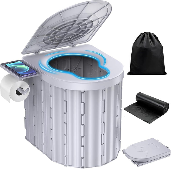 FENNIDICE Portable Toilet for Camping with Pop-Up Privacy Tent, 14.5'' Portable Potty for
