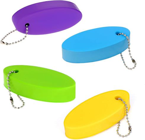 Floating Keychain for Boat Keys - 4 Pack Waterproof Vinyl Foam Bright Color Oval Float Key Rings