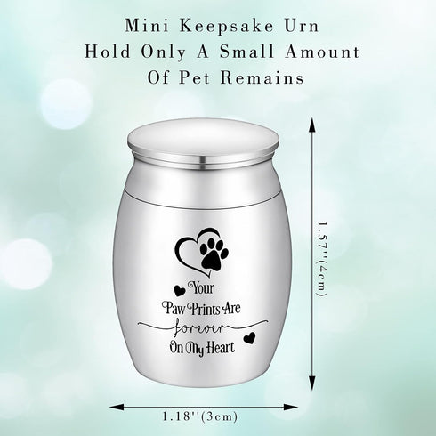 Small Dog Urn for Ashes, 1.57 Inches Mini Cremation Urn for Pet Ashes, Tiny Pet Paw Keepsake Holder