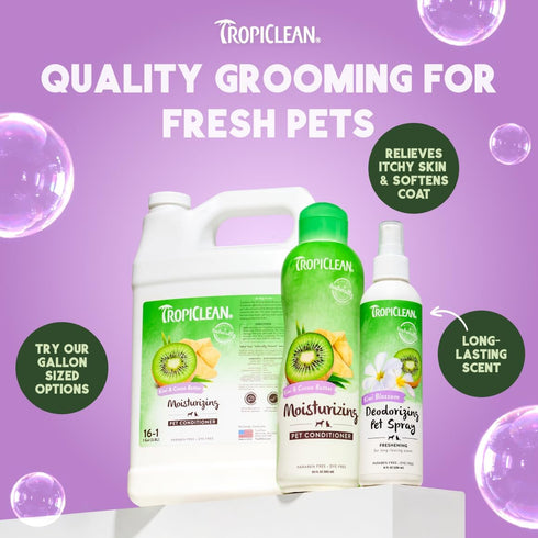20oz. TropiClean Dog Conditioner, Easy Detangling & Moisturizing Conditioner, Puppy Safe, Made in the USA, Kiwi & Cocoa