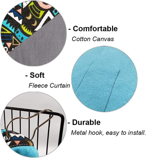 RIOUSSI Guinea Pig Hideout, Hideaway Corner Fleece Toys Cage Accessories with Reversible Sides, Geo/Gray+Blue x 1