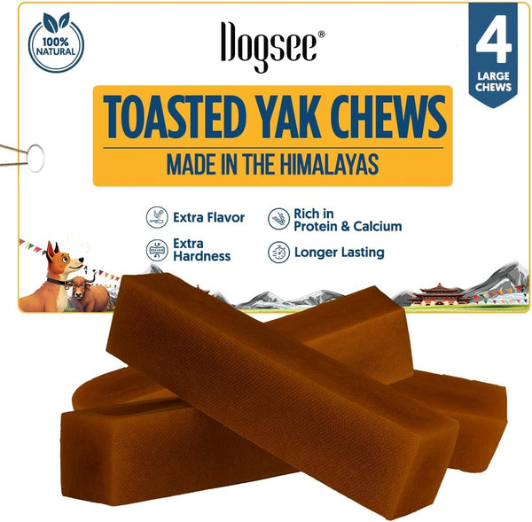 Dogsee Toasted Yak Cheese Himalayan Dog Chews (Large- 4 Chews) | Extra