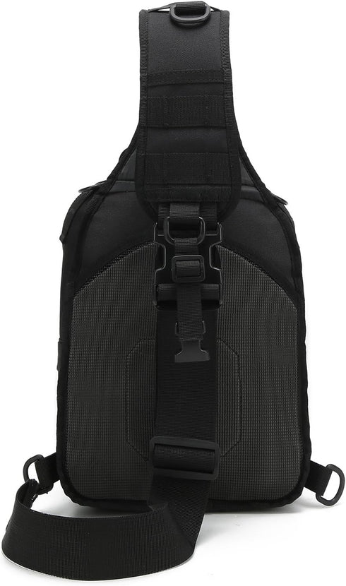 Backpack Pack Pack Tactical Sling Bag for men,Shoulder Molle Assault Range Bags Chest Day Diaper Bag (Black)