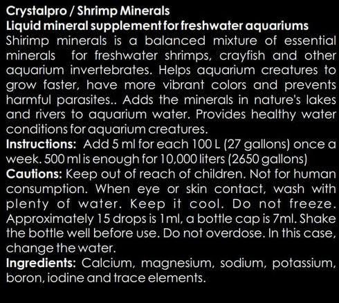 Shrimp Minerals 16.9 Oz, Essential Minerals for Shrimp Tanks and Invertebrates, Freshwater Aquarium Salt for Live Shrimp