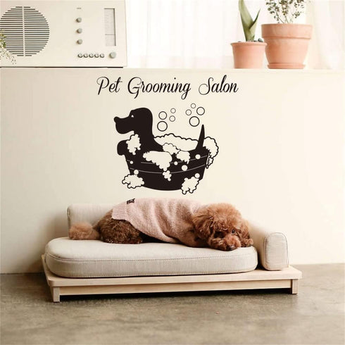 Pet Wall Sticker - Removable PVC Decals for Grooming Salon, Create a Playful Atmosphere (Black, 22"x18")