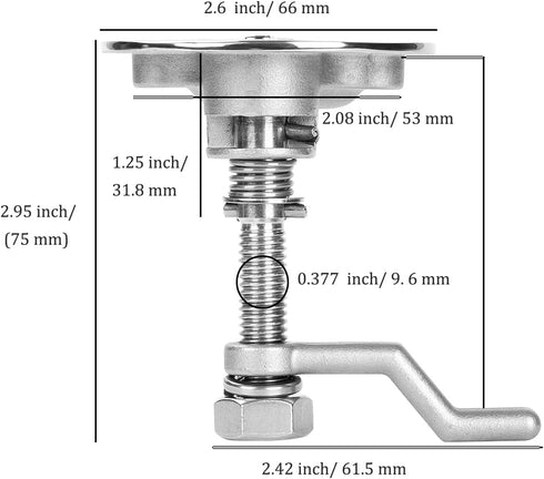 Heavy Duty 316 Stainless Steel Boat Cam Latch, Marine Flush Hatch Pull with Back Plate
