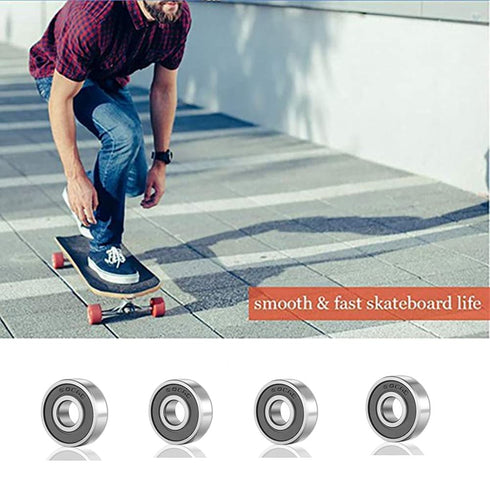 SHKI 10 Pack 608 2RS Ball Bearings – Miniature Deep Groove Bearings for Skateboards, Inline Skates, Scooters