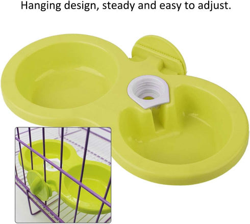 Puppy Double Bowl, Stainless Steel Hanging Food Water Feeder for Small Dogs and Cats (Green)
