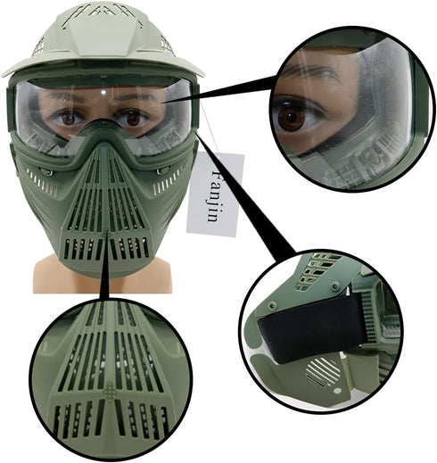 Tactical Paintball Mask, Airsoft Full Face Gear with Goggles, Impact Resistant for Outdoor Activities