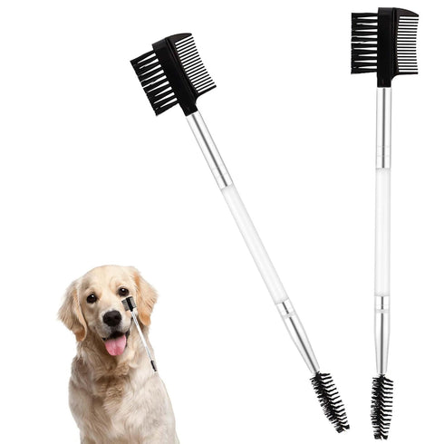 2PCS Double-Headed Dog Eye Comb, Soft Bristles for Tear Stain Removal and Pet Facial Grooming