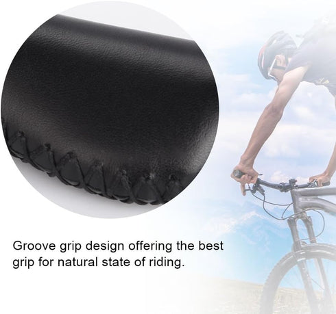 VGEBY1 Lockable Bike Handlebar Grips, PU Leather Retro Replacement Grips