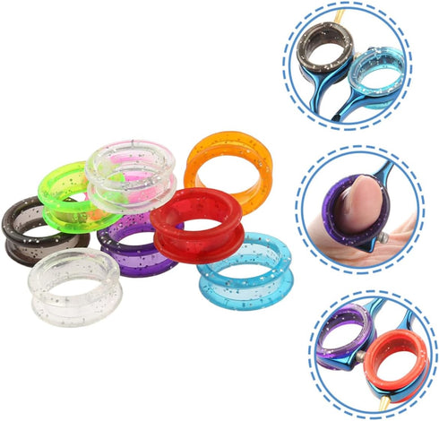 16pcs Silicone Finger Rings Inserts for Comfortable Hair Cutting and Grooming, Protectors for Barber Shears and Pet