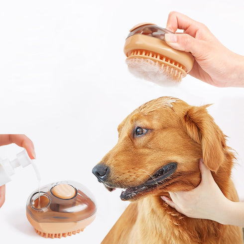 Pet Cat & Dog Bath Brush, Dog Shampoo Scrubber for Bathing - Removes Loose Undercoat for All Hair Types