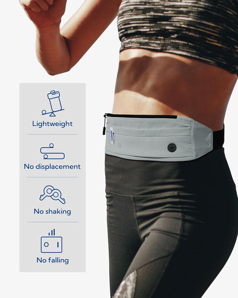 WATERFLY Running Belt Fanny Pack, Jogging Waist Pack for Men and Women, Slim Waistband for Fitness