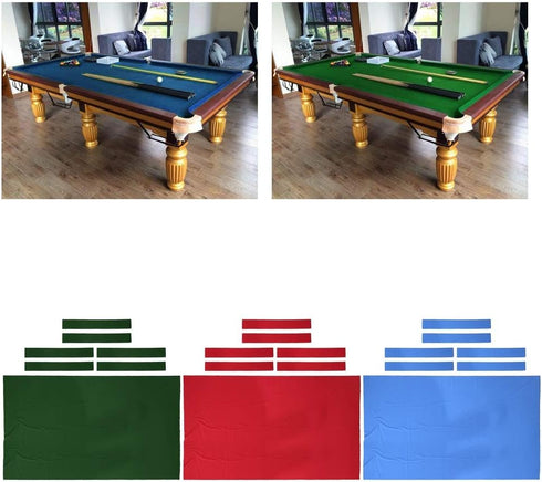 Aymzbd 9ft 2.8x1.5m Worsted Billiard Pool Table Cloth Pool Table W/Cushion Rail, Red