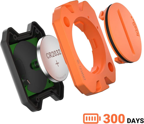 moofit Cadence Speed Sensor, Bluetooth & ANT+ Wireless RPM Cycling Sensor for Spin Bikes, IP67 Waterproof, Orange