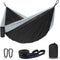 Hammock Camping, Portable Single/Double Hammocks for Outdoor Hiking, 210D Nylon Hammock Swing (Black/Gray)