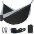 Hammock Camping, Portable Single/Double Hammocks for Outdoor Hiking, 210D Nylon Hammock Swing (Black/Gray)