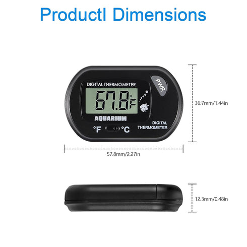 AEDIKO 8pcs Aquarium Thermometer LCD Digital Fish Tank Thermometer with Water-Resistant Sensor Probe and Suction Cup