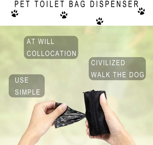 2 Pack Dog Poop Bag Dispenser - Leash Pet Dog Waste Bag Holder in Black