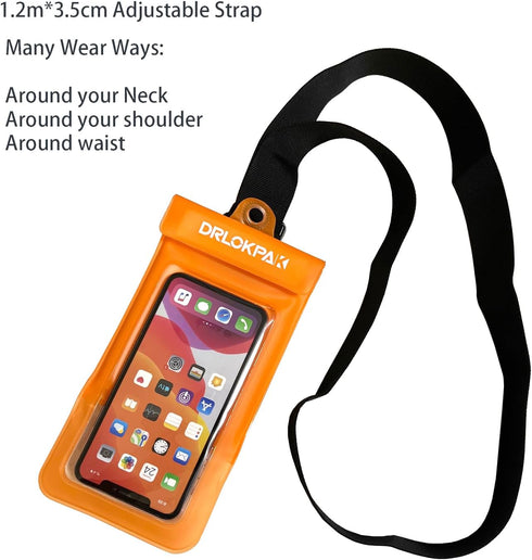 surfing waterproof Waist pouch Crossbody Chest Bag Fanny Pack Snorkeling Swimming Bag Beach Floating Dry Phone case holder (Orange)