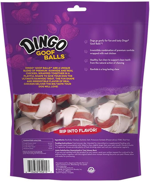 Dingo Goof Balls Premium Rawhide Treats for Small Dogs, 15 Count, Made with Real Chicken