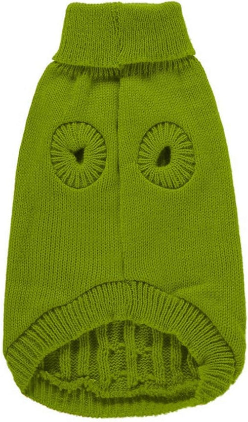 CHBORCHICEN Small Dog Sweaters, Knitted Pet Cat Warm Sweatshirt for Winter (Small, Light Green)