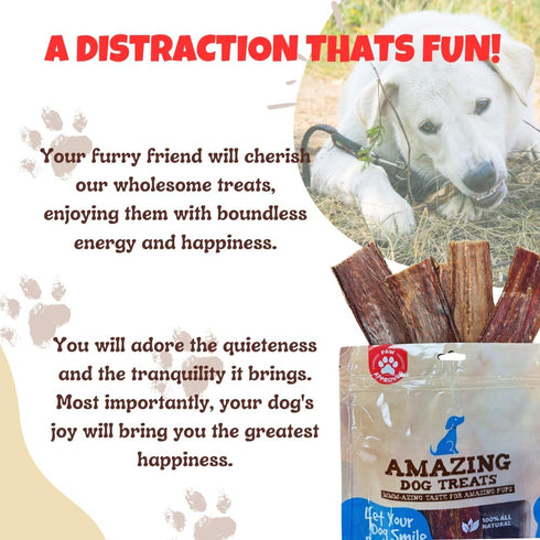 Amazing Dog Treats, Beef Esophagus Jerky for Dogs, 6 Inch - 50 Pc/Pack, Beef Gullet Chews