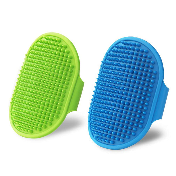 2 Pack Dog Grooming Brush, Cat Bath Soothing Massage Rubber Brush with Adjustable Ring Handle for Long and Short Hair