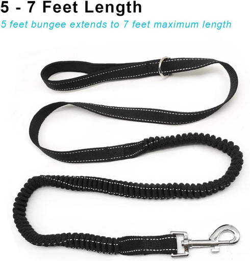 5-7FT Reflective Bungee Dog Leash, Anti-Pull Shock Absorption Nylon Elastic Walking Leash for Small Medium Dogs