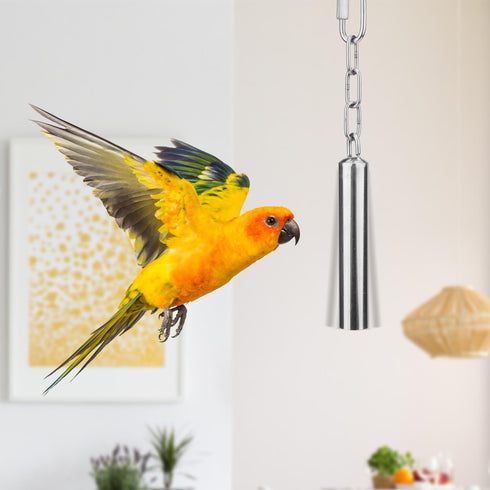 Hypeety Stainless Steel Bell Bird Toys Chew Toy for Parrot, Macaw, Heavy Duty Bird Cage Stand Toys