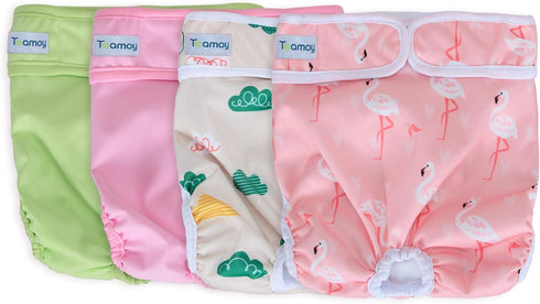4-Pack, Housebreaking,L1 Teamoy Female Dog Diapers for Heat Reusable Dog Period Diaper Wraps for Incontinence, Training