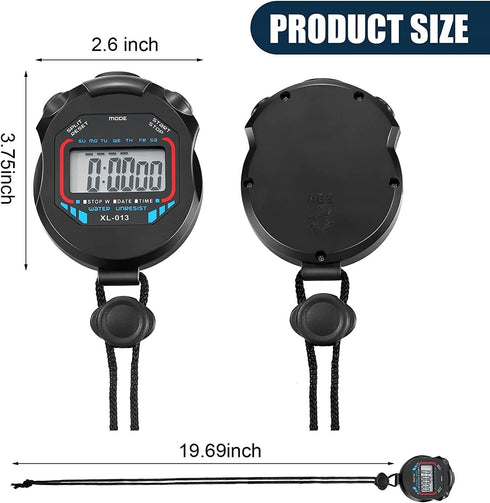 Waterproof Stopwatch Digital Handheld Multi-Function Sports Timer, Professional Electronic Chronograph Stop Watch (10)