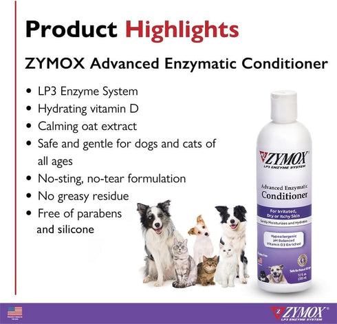 12oz. ZYMOX Advanced Enzymatic Leave-On Conditioner, for Pets & Animals of All Ages: Conditions, Detangles, Soothes