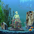 Aquarium Pirate Captain Decoration, Skeleton Ornament for Landscape, Pirate Captain Skeleton on Wheel