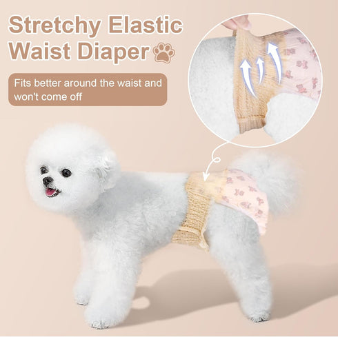10PCS Ambreview Dog Diapers Female, Disposable Diapers for Female Dog with Stretchy Waist, Pull Up Puppy Wraps