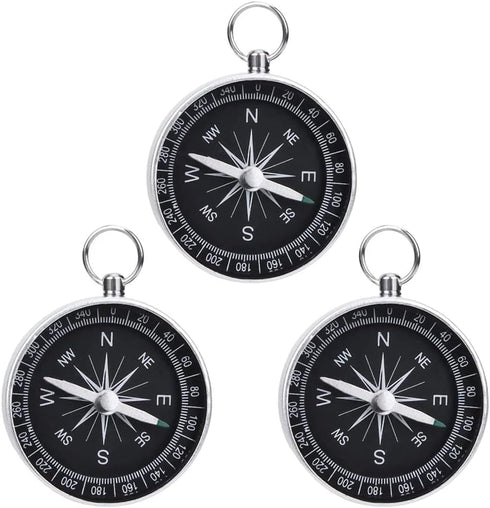 ThtRht 3 Pack Compass Hiking Survival Aluminum Alloy G44 Lightweight Keychain Portable Mini