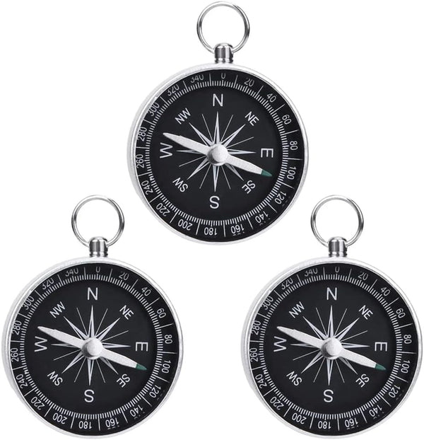 ThtRht 3 Pack Compass Hiking Survival Aluminum Alloy G44 Lightweight Keychain Portable Mini