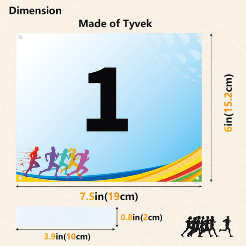 UISKOOPW Tyvek Race Bibs Running Numbers Bibs with Race Bib Tape Instead Pins Track Bib Numbers for Tryouts Racing Bibs