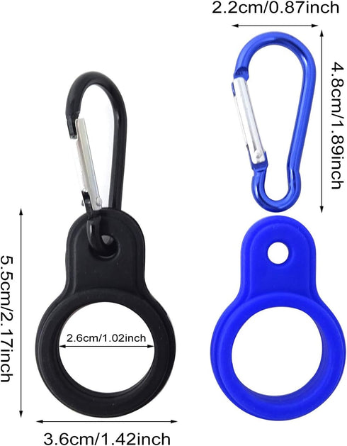 Honbay 5PCS Silicone Water Bottle Carrier Water Bottler Holder with Metal Keychain Clip Ring for Outdoor Activities