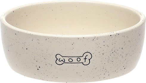 Pearhead Woof Pet Bowl, 24 oz Ceramic Dog Water and Food Dish, Microwave and Dishwasher Safe, Holds 3 Cups