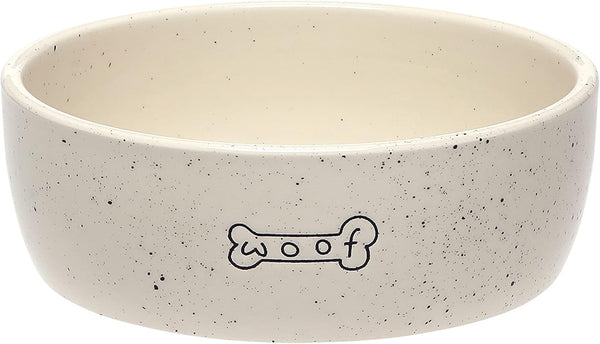 Pearhead Woof Pet Bowl, 24 oz Ceramic Dog Water and Food Dish, Microwave and Dishwasher Safe, Holds 3 Cups