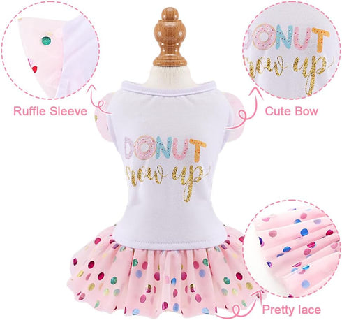 Yikeyo Dog Clothes, Girl Dog Dress for Small Dogs, Puppy Dresses, Sequin Tulle Dress for Birthday Party, Pink, S
