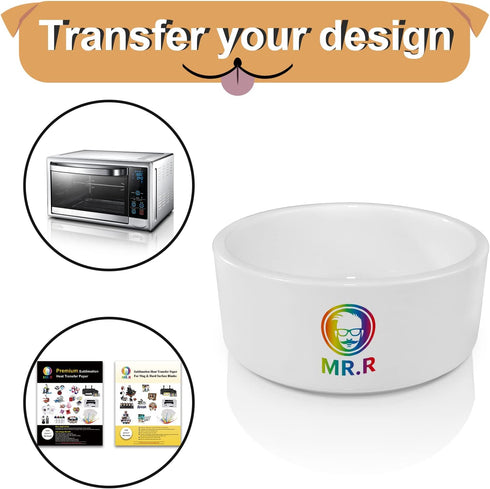 MR.R Sublimation Blanks Dog Bowl - Ceramic Food and Water Bowl for Small Medium Dogs