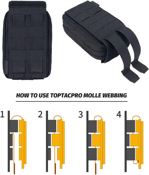 Removable Tactical Medical Pouch, Rip-away MOLLE IFAK Pouch for Camping, Hunting, 500D Nylon, Black