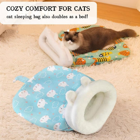GDCARSL Cozy 360 Sleeping Bag for Cats, Self Warming Cat Sleeping Bag for Indoor Cats, Wrap Cat Hideaways Pet Snuggle