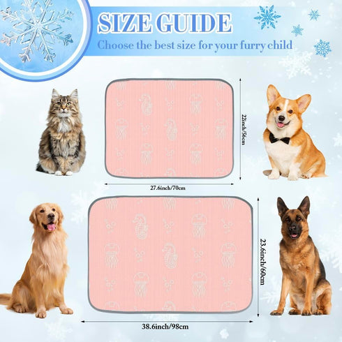 imiBBWQu Summer Summer 27" 22" Dog Cooling Mat Jellyfish Seahorse Pink Ocean Dog Cool Mat Washable Pad Bed Bed Cover