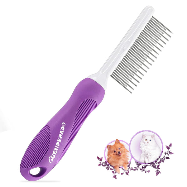 Grooming Comb for Dogs and Cats, Detangling Pet Comb with Long and Short Stainless Steel Teeth